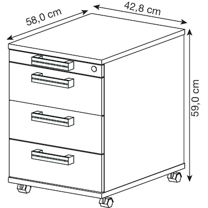 Artikelbild 2 für HAMMERBACHER AC30 Rollcontainer lichtgrau 4 Auszüge 42,8 x 58,0 x 59,0 cm, Artikelnummer 864936