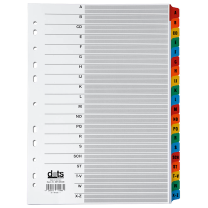Artikelbild für dots Ordnerregister Mylar DIN A4 Vollformat A-Z farbig 20-teilig, 1 Satz, Artikelnummer 487025