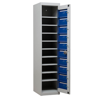 Artikelbild 5 für Gürkan Schließfachschrank lichtgrau, blau 111315, 10 Schließfächer 40,0 x 50,0 x 180,0 cm, Artikelnummer 564688