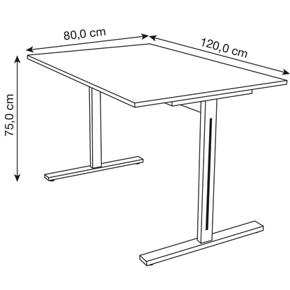 Artikelbild 2 für Kerkmann Form 1 Schreibtisch anthrazit rechteckig, T-Fuß-Gestell silber 120,0 x 80,0 cm, Artikelnummer 795007