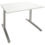 Artikelbild 1 für fm Sidney höhenverstellbarer Schreibtisch weiß rechteckig, C-Fuß-Gestell Rundrohr silber 120,0 x 80,0 cm, Artikelnummer 270104