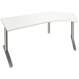 Artikelbild 1 für fm fastline Schreibtisch weiß Bogenform, C-Fuß-Gestell silber 220,0 x 80,0 cm, Artikelnummer 269917