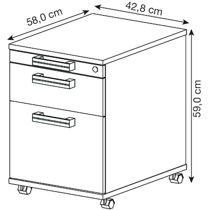 Artikelbild 2 für HAMMERBACHER AC20 NU Rollcontainer lichtgrau 3 Auszüge 42,8 x 58,0 x 59,0 cm, Artikelnummer 865333