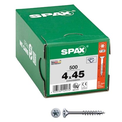 Artikelbild für SPAX® Universalschrauben T20 Senkkopf WIROX 0191010400455 4 mm x 45 mm, 500 St., Artikelnummer 395966