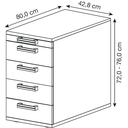 Artikelbild 2 für HAMMERBACHER SC50 Standcontainer lichtgrau 5 Auszüge Stahl-Relinggriff silber 42,8 x 80,0 x 72,0 - 76,0 cm, Artikelnummer 865079