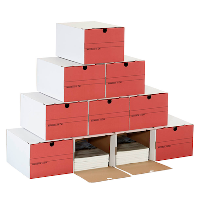 Artikelbild für Top-Print Archivboxen weiß/rot 24,4 x 32,1 x 18,5 cm, 10 St., Artikelnummer 710996