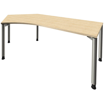 Artikelbild für fm fastline Schreibtisch königsahorn Bogenform, 4-Fuß-Gestell silber 220,0 x 80,0 cm, Artikelnummer 269557