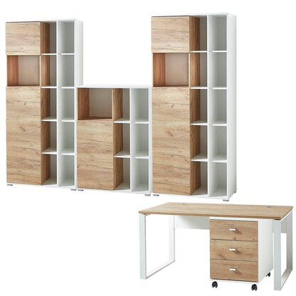 Artikelbild für GERMANIA Lioni Büromöbel-Set weiß, eiche, Artikelnummer 790910