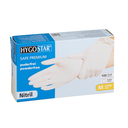 Artikelbild für HYGOSTAR unisex Einmalhandschuhe SAFE PREMIUM weiß Größe M, 100 St., Artikelnummer 597922