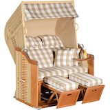 Artikelbild 1 für Sunny Smart® Strandkorb Rustikal 255 Plus beige, weiß, kariert, beige Kunststoff, Holz, 9-teilig, Artikelnummer 876067