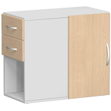 Artikelbild 1 für geramöbel Flex Standcontainer lichtgrau, buche 2 Auszüge Stahl-Bügelgriff silber 80,0 x 42,0 x 72,0 cm, Artikelnummer 876641