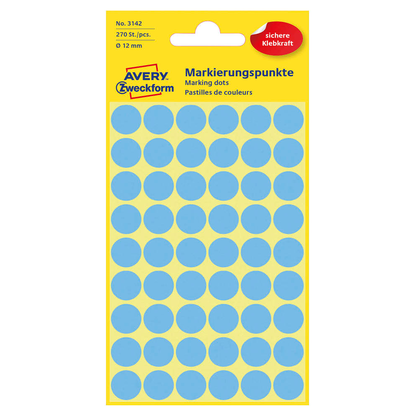 Artikelbild für AVERY Zweckform Klebepunkte 3142 blau Ø 12,0 mm, 270 St., Artikelnummer 579433