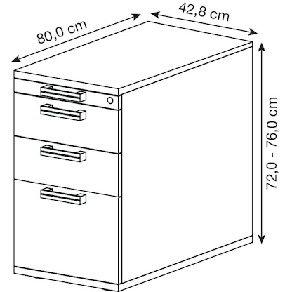 Artikelbild 2 für HAMMERBACHER SC40 Standcontainer lichtgrau 4 Auszüge Stahl-Relinggriff silber 42,8 x 80,0 x 72,0 - 76,0 cm, Artikelnummer 864475