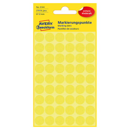 Artikelbild für AVERY Zweckform Klebepunkte 3144 gelb Ø 12,0 mm, 270 St., Artikelnummer 579268
