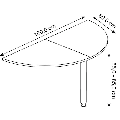 Artikelbild 2 für HAMMERBACHER Anbautisch höhenverstellbar Popular grau, silber halbrund 160,0 x 80,0 x 65,5 - 82,5 cm, Artikelnummer 991962