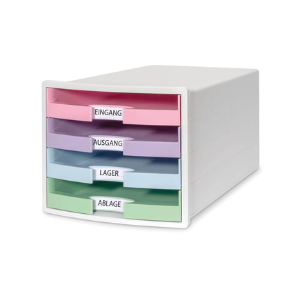 Artikelbild 3 für HAN Schubladenbox IMPULS rosa, lila, blau, grün 1013-129D, DIN A4 mit 4 Schubladen, 1 St., Artikelnummer 372229