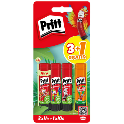 Artikelbild für 3 + 1 GRATIS: Pritt Klebestifte 11,0 g, 3 St. + GRATIS Klebestift 10,0 g, Artikelnummer 253132