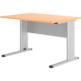 Artikelbild 1 für HAMMERBACHER Inader Schreibtisch buche rechteckig, C-Fuß-Gestell silber 120,0 x 80,0 cm, Artikelnummer 842017