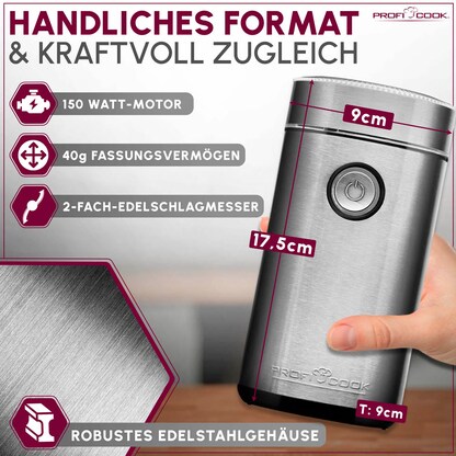 Artikelbild 7 für ProfiCook PC-KSW 1216 Kaffeemühle silber 150 W, Artikelnummer 299619