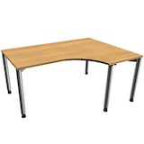 Artikelbild 1 für fm Sidney höhenverstellbarer Schreibtisch buche Bogenform, 4-Fuß-Gestell Rundrohr silber 160,0 x 80,0 cm, Artikelnummer 136587