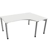 Artikelbild 1 für fm Sidney höhenverstellbarer Schreibtisch weiß Bogenform, 4-Fuß-Gestell Rundrohr silber 160,0 x 80,0 cm, Artikelnummer 136711