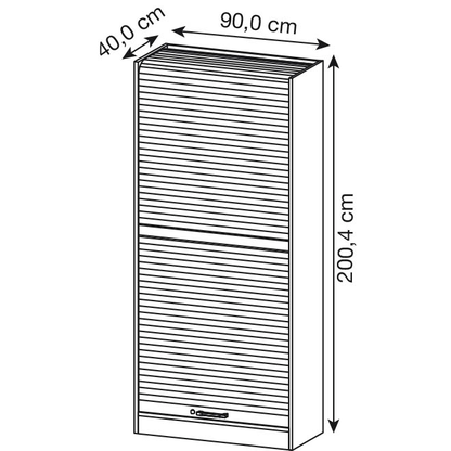 Artikelbild 3 für HAMMERBACHER SET90 Rollladenschrank lichtgrau, silber 4 Fachböden 90,0 x 40,0 x 200,4 cm, Artikelnummer 859987