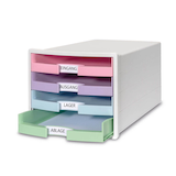 Artikelbild 1 für HAN Schubladenbox IMPULS rosa, lila, blau, grün 1013-129D, DIN A4 mit 4 Schubladen, 1 St., Artikelnummer 372229