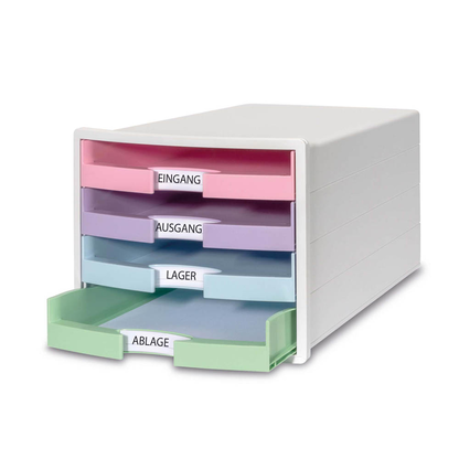 Artikelbild für HAN Schubladenbox IMPULS rosa, lila, blau, grün 1013-129D, DIN A4 mit 4 Schubladen, 1 St., Artikelnummer 372229