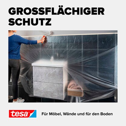 Artikelbild 5 für tesa EASY COVER® ECONOMY XL Abdeckfolie transparent 260,0 cm x 17,0 m 1 Rolle, Artikelnummer 724326