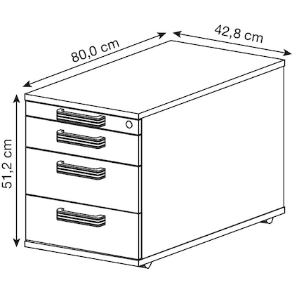 Artikelbild 2 für HAMMERBACHER Haziender Rollcontainer weiß 4 Auszüge 42,8 x 80,0 x 51,2 cm, Artikelnummer 193771