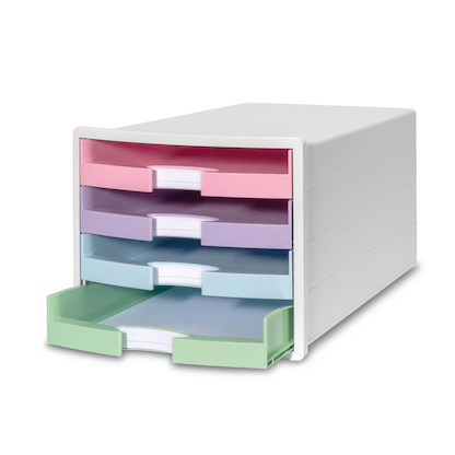 Artikelbild 2 für HAN Schubladenbox IMPULS rosa, lila, blau, grün 1013-129D, DIN A4 mit 4 Schubladen, 1 St., Artikelnummer 372229