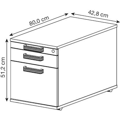 Artikelbild 2 für HAMMERBACHER Haziender Rollcontainer weiß 3 Auszüge 42,8 x 80,0 x 51,2 cm, Artikelnummer 193946