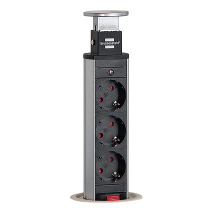 Artikelbild 4 für brennenstuhl Tower Power 3-fach Tischsteckdose 2,0 m silber, Artikelnummer 399016