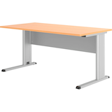 Artikelbild 1 für HAMMERBACHER Inader Schreibtisch buche rechteckig, C-Fuß-Gestell silber 160,0 x 80,0 cm, Artikelnummer 842056