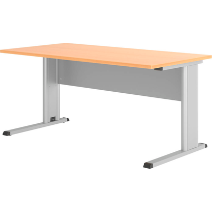 Artikelbild für HAMMERBACHER Inader Schreibtisch buche rechteckig, C-Fuß-Gestell silber 160,0 x 80,0 cm, Artikelnummer 842056