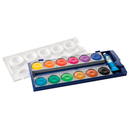 Artikelbild für Pelikan K12 blau Wasserfarbkasten 12 Farben, Artikelnummer 746487