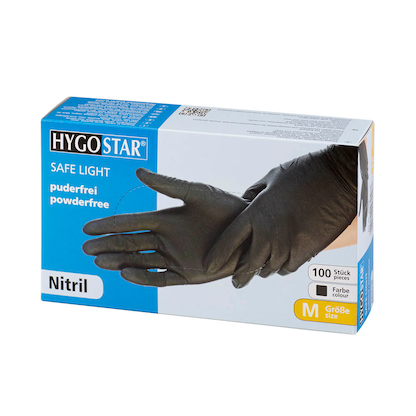 Artikelbild 2 für HYGOSTAR unisex Einmalhandschuhe SAFE LIGHT schwarz Größe M, 100 St., Artikelnummer 759688