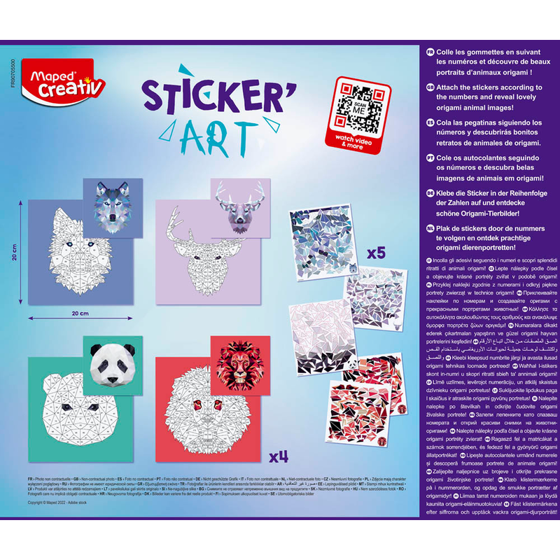 Maped CREATIV – Photo MOSAICS Bastelset Mit Selbstklebenden Farbplättchen & Echten Tierfotos Für Kinder Ab 5 Jahren