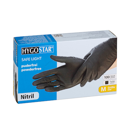 Artikelbild für HYGOSTAR unisex Einmalhandschuhe SAFE LIGHT schwarz Größe M, 100 St., Artikelnummer 759688