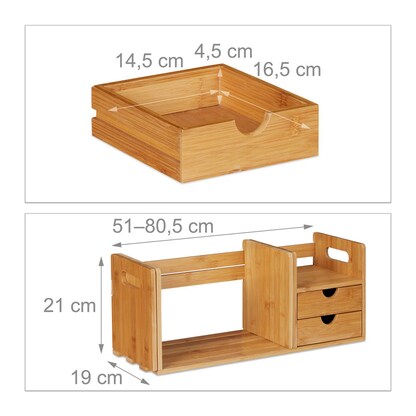 Artikelbild 5 für relaxdays Schreibtisch-Organizer braun 80,5 x 19,0 x 21,0 cm, 1 St., Artikelnummer 372864