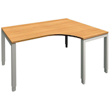 Artikelbild 1 für fm Sidney höhenverstellbarer Schreibtisch buche Bogenform, 4-Fuß-Gestell Quadratrohr silber 160,0 x 80,0 cm, Artikelnummer 136784