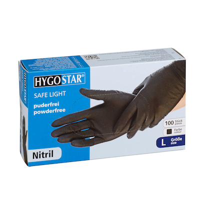 Artikelbild für HYGOSTAR unisex Einmalhandschuhe SAFE LIGHT schwarz Größe L, 100 St., Artikelnummer 759696