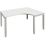 Artikelbild 1 für fm Sidney höhenverstellbarer Schreibtisch weiß Bogenform, 4-Fuß-Gestell Quadratrohr silber 160,0 x 80,0 cm, Artikelnummer 136802