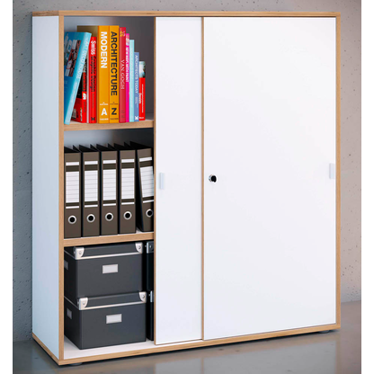 Artikelbild 6 für VCM my office Schiebetürenschrank Salia, 920791 honig-eiche, weiß 2 Fachböden 100,0 cm 37,4 cm, Artikelnummer 364608