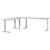 Artikelbild 1 für GERMANIA Agenda Office Schreibtisch lichtgrau L-Form, C-Fuß-Gestell silber 200,0 x 240,0 cm, Artikelnummer 661789
