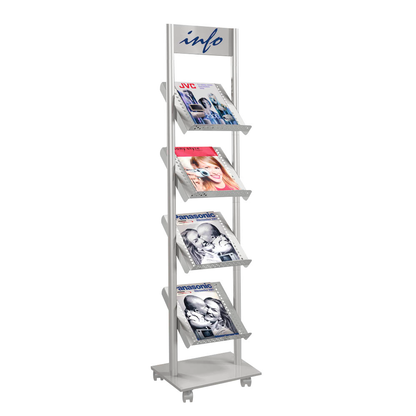 Artikelbild für Kerkmann Prospektregal Rico silber DIN A4 4 Fächer 42,5 x 30,0 x 165,0 cm, 1 St., Artikelnummer 958124