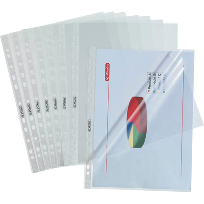 Artikelbild für herlitz Prospekthüllen DIN A4 transparent genarbt 0,05 mm, 100 St., Artikelnummer 351753