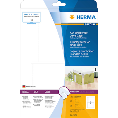 Artikelbild 2 für HERMA CD-Einleger 5036 weiß, 25 Blatt, Artikelnummer 800627