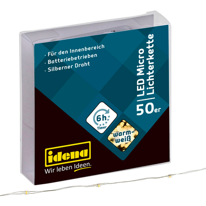 Artikelbild für Idena 50er Micro LED Lichterkette silber 5,2 m, 1 St., Artikelnummer 638397