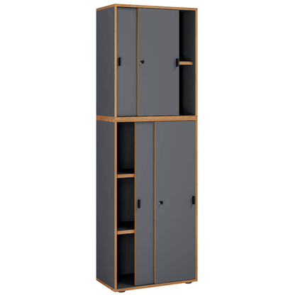 Artikelbild 5 für VCM my office Schiebetürenschrank Salia, 920806 anthrazit, honig-eiche 4 Fachböden 60,0 cm 37,4 cm, Artikelnummer 364667